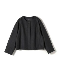 SHIPS / シップス ノーカラージャケット | SHIPS Primary Navy Label:〈手洗い可能〉ウール ジャージー ノーカラー ジャケット