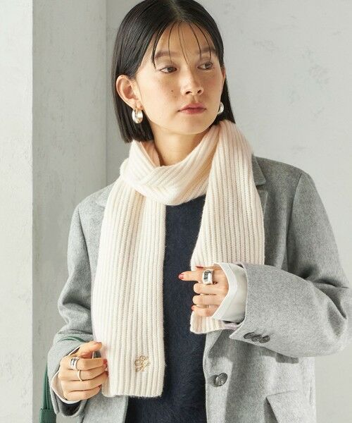 SHIPS / シップス マフラー・ショール・スヌード・ストール | 細幅 刺繍 ニット マフラー | 詳細2