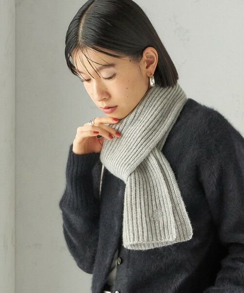 SHIPS / シップス マフラー・ショール・スヌード・ストール | 細幅 刺繍 ニット マフラー | 詳細8