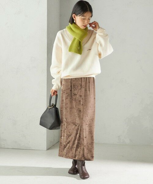 SHIPS / シップス マフラー・ショール・スヌード・ストール | 細幅 刺繍 ニット マフラー | 詳細19