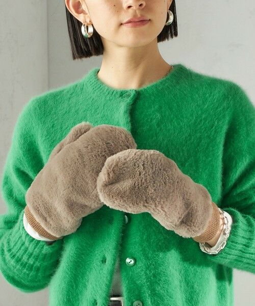 SHIPS / シップス 手袋 | フェイク ファー ミトン（ブラウン系）