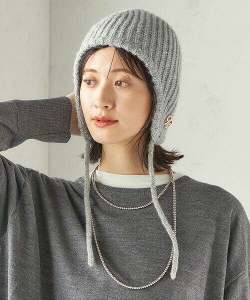 SHIPS / シップス ニットキャップ | perah: ブローチ 付 イヤー フラップ ラメ ニット キャップ | 詳細1