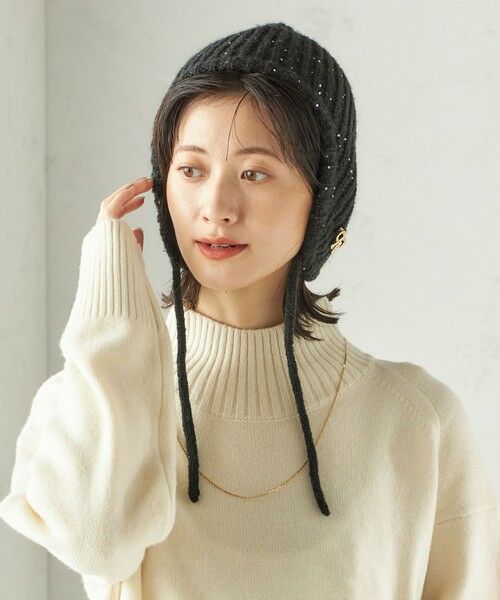 SHIPS / シップス ニットキャップ | perah: ブローチ 付 イヤー フラップ ラメ ニット キャップ | 詳細16