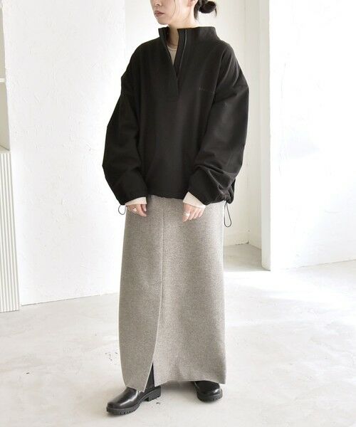 SHIPS / シップス その他トップス | quaranciel:〈洗濯機可能〉ハーフ ジップ ロゴ 刺繍 ドロスト プルオーバー | 詳細1