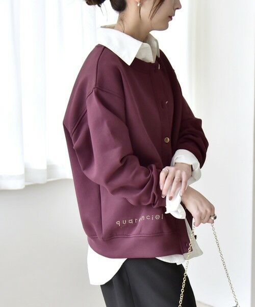 SHIPS / シップス スウェット | quaranciel:〈洗濯機可能〉スタッズ ロゴ ダンボール スウェット カーディガン | 詳細16