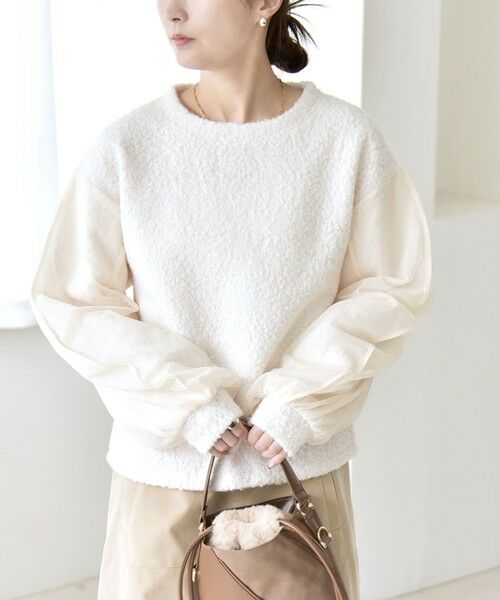 SHIPS / シップス カットソー | quaranciel:〈洗濯機可能〉ボア × チュール コンビ クルーネック プルオーバー | 詳細3