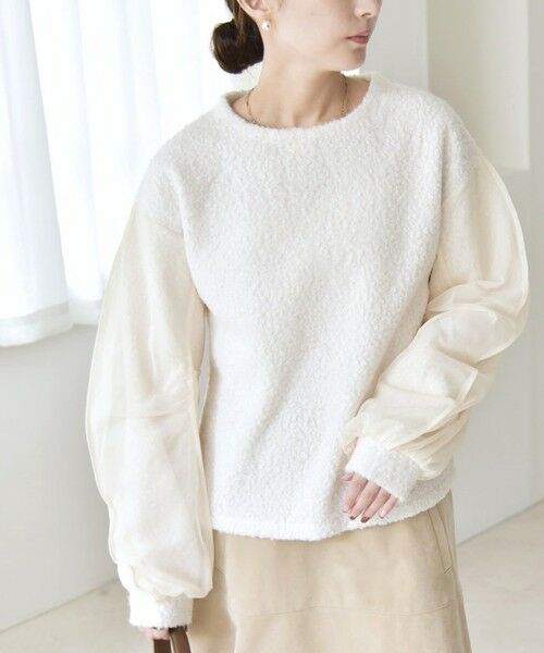 SHIPS / シップス カットソー | quaranciel:〈洗濯機可能〉ボア × チュール コンビ クルーネック プルオーバー | 詳細4