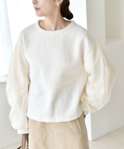 SHIPS / シップス カットソー | quaranciel:〈洗濯機可能〉ボア × チュール コンビ クルーネック プルオーバー | 詳細5