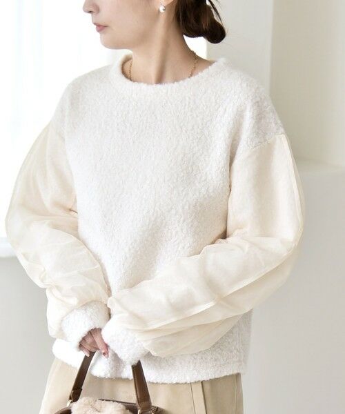 SHIPS / シップス カットソー | quaranciel:〈洗濯機可能〉ボア × チュール コンビ クルーネック プルオーバー | 詳細6