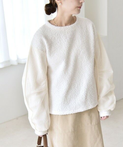SHIPS / シップス カットソー | quaranciel:〈洗濯機可能〉ボア × チュール コンビ クルーネック プルオーバー | 詳細7