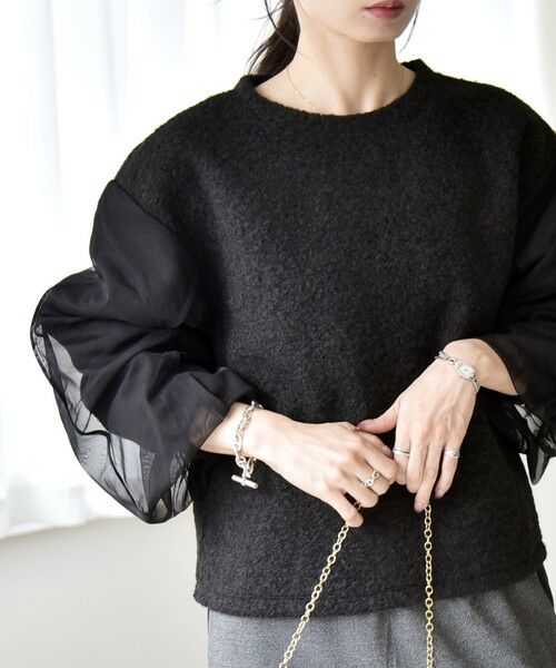 SHIPS / シップス カットソー | quaranciel:〈洗濯機可能〉ボア × チュール コンビ クルーネック プルオーバー | 詳細14