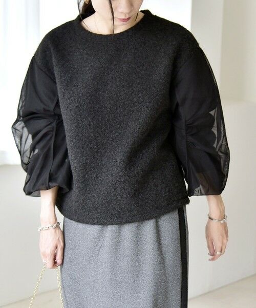 SHIPS / シップス カットソー | quaranciel:〈洗濯機可能〉ボア × チュール コンビ クルーネック プルオーバー | 詳細15