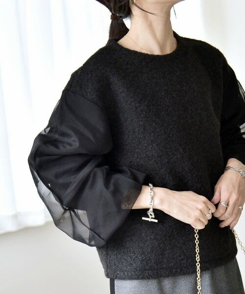 SHIPS / シップス カットソー | quaranciel:〈洗濯機可能〉ボア × チュール コンビ クルーネック プルオーバー | 詳細17