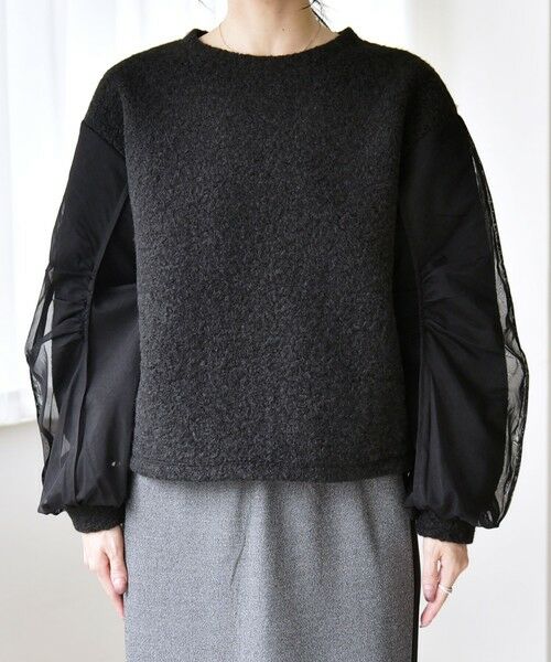 SHIPS / シップス カットソー | quaranciel:〈洗濯機可能〉ボア × チュール コンビ クルーネック プルオーバー | 詳細24