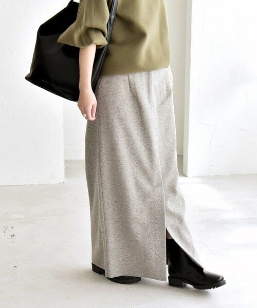 SHIPS / シップス ロング・マキシ丈スカート | quaranciel: エア ニードル Iライン スリット スカート | 詳細5