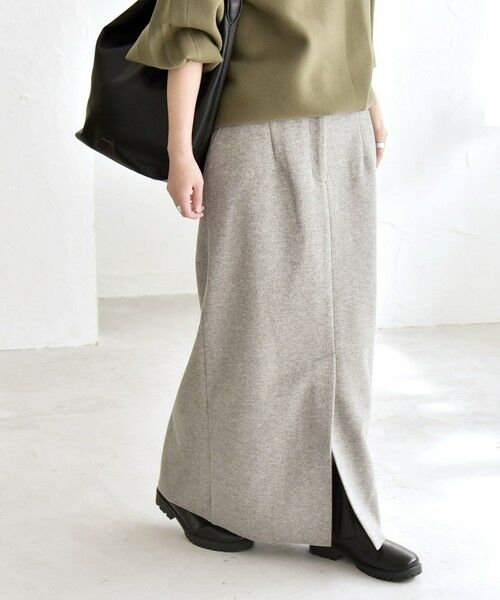 SHIPS / シップス ロング・マキシ丈スカート | quaranciel: エア ニードル Iライン スリット スカート | 詳細9