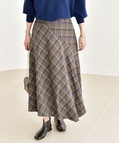 SHIPS / シップス ロング・マキシ丈スカート | quaranciel:〈洗濯機可能〉アシンメトリー ヘム フレア チェック スカート