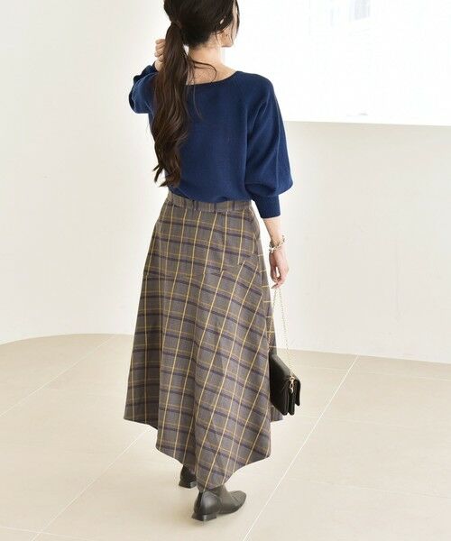SHIPS / シップス ロング・マキシ丈スカート | quaranciel:〈洗濯機可能〉アシンメトリー ヘム フレア チェック スカート | 詳細2