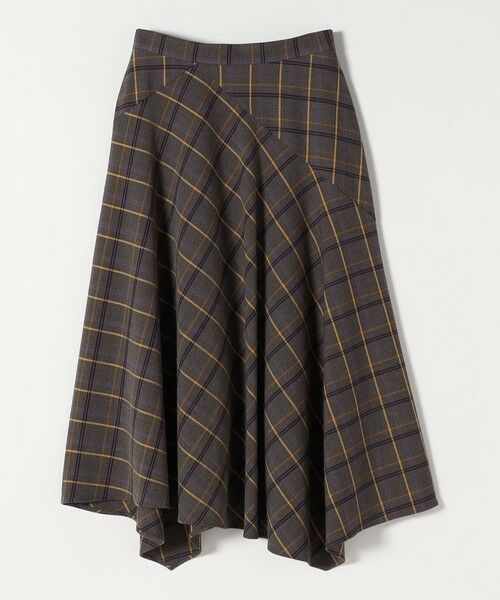 SHIPS / シップス ロング・マキシ丈スカート | quaranciel:〈洗濯機可能〉アシンメトリー ヘム フレア チェック スカート | 詳細9
