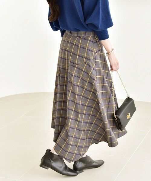 SHIPS / シップス ロング・マキシ丈スカート | quaranciel:〈洗濯機可能〉アシンメトリー ヘム フレア チェック スカート | 詳細6