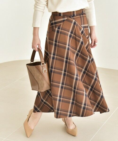 SHIPS / シップス ロング・マキシ丈スカート | quaranciel:〈洗濯機可能〉アシンメトリー ヘム フレア チェック スカート | 詳細16