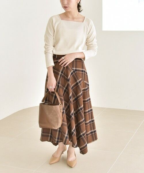 SHIPS / シップス ロング・マキシ丈スカート | quaranciel:〈洗濯機可能〉アシンメトリー ヘム フレア チェック スカート | 詳細11