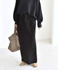 SHIPS / シップス ロング・マキシ丈スカート | quaranciel:〈洗濯機可能〉ポリエステル ベロア Iライン イージー スカート