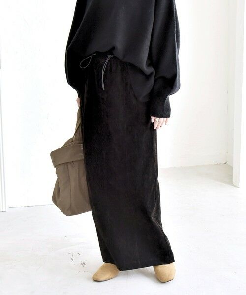 SHIPS / シップス ロング・マキシ丈スカート | quaranciel:〈洗濯機可能〉ポリエステル ベロア Iライン イージー スカート | 詳細3