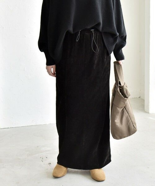 SHIPS / シップス ロング・マキシ丈スカート | quaranciel:〈洗濯機可能〉ポリエステル ベロア Iライン イージー スカート | 詳細4