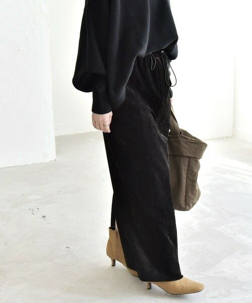 SHIPS / シップス ロング・マキシ丈スカート | quaranciel:〈洗濯機可能〉ポリエステル ベロア Iライン イージー スカート | 詳細5