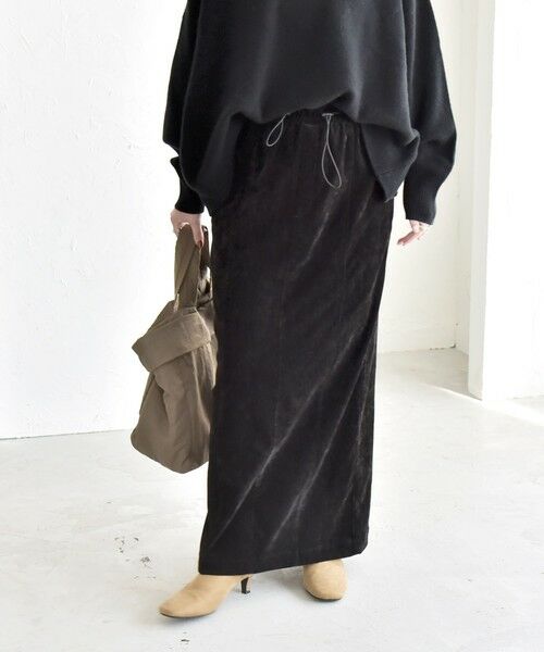 SHIPS / シップス ロング・マキシ丈スカート | quaranciel:〈洗濯機可能〉ポリエステル ベロア Iライン イージー スカート | 詳細9