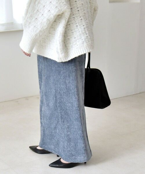 SHIPS / シップス ロング・マキシ丈スカート | quaranciel:〈洗濯機可能〉ポリエステル ベロア Iライン イージー スカート | 詳細19