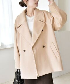 SHIPS / シップス ピーコート | quaranciel: PURE WOOL ダブルブレスト テーラード ハーフ コート