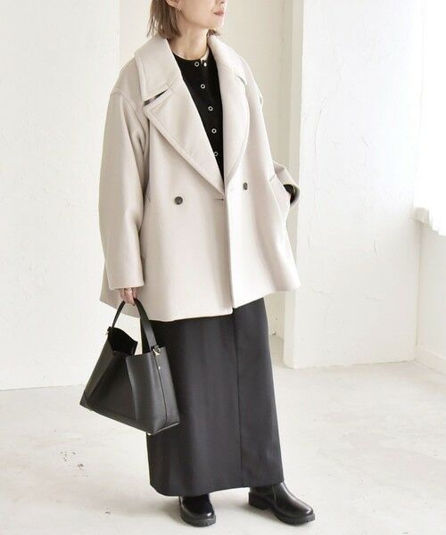 SHIPS / シップス ピーコート | quaranciel: PURE WOOL ダブルブレスト テーラード ハーフ コート | 詳細1