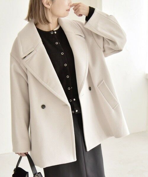 SHIPS / シップス ピーコート | quaranciel: PURE WOOL ダブルブレスト テーラード ハーフ コート | 詳細4