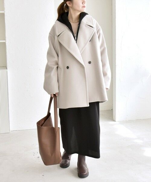 SHIPS / シップス ピーコート | quaranciel: PURE WOOL ダブルブレスト テーラード ハーフ コート | 詳細7