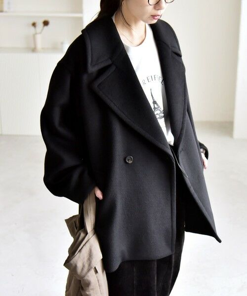 SHIPS / シップス ピーコート | quaranciel: PURE WOOL ダブルブレスト テーラード ハーフ コート | 詳細16
