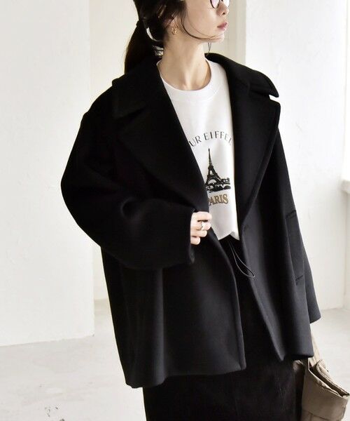 SHIPS / シップス ピーコート | quaranciel: PURE WOOL ダブルブレスト テーラード ハーフ コート | 詳細18