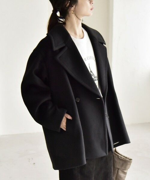 SHIPS / シップス ピーコート | quaranciel: PURE WOOL ダブルブレスト テーラード ハーフ コート | 詳細21