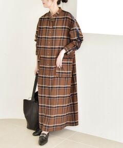 SHIPS / シップス ロング・マキシ丈ワンピース | quaranciel: バンドカラー ライン チェック ポケット シャツ ワンピース