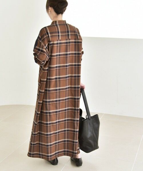SHIPS / シップス ロング・マキシ丈ワンピース | quaranciel: バンドカラー ライン チェック ポケット シャツ ワンピース | 詳細16