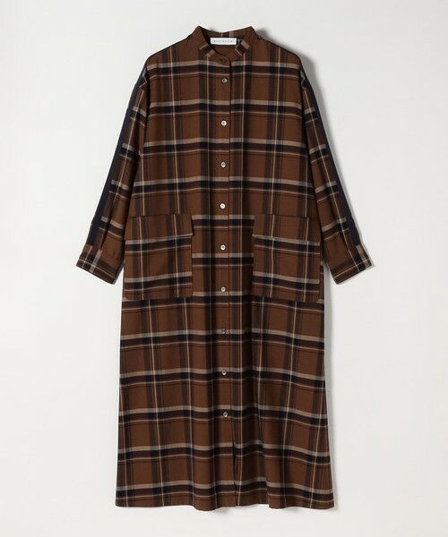 SHIPS / シップス ロング・マキシ丈ワンピース | quaranciel: バンドカラー ライン チェック ポケット シャツ ワンピース | 詳細18