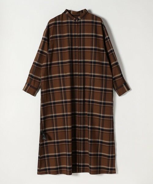 SHIPS / シップス ロング・マキシ丈ワンピース | quaranciel: バンドカラー ライン チェック ポケット シャツ ワンピース | 詳細24