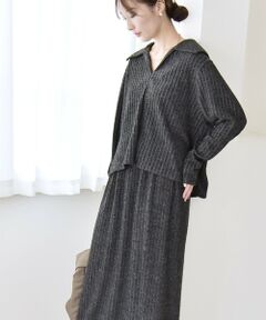 SHIPS / シップス ロング・マキシ丈ワンピース | quaranciel:〈手洗い可能〉リブニット ポロ プルオーバー  & スカート セットアップ