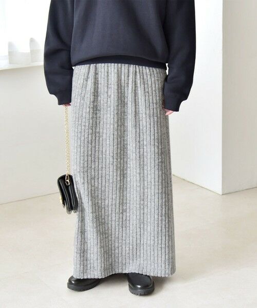 SHIPS / シップス ロング・マキシ丈ワンピース | quaranciel:〈手洗い可能〉リブニット ポロ プルオーバー  & スカート セットアップ | 詳細11