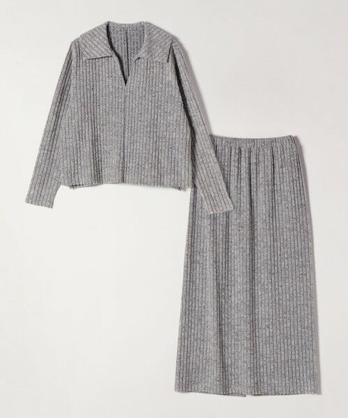 SHIPS / シップス ロング・マキシ丈ワンピース | quaranciel:〈手洗い可能〉リブニット ポロ プルオーバー  & スカート セットアップ | 詳細14