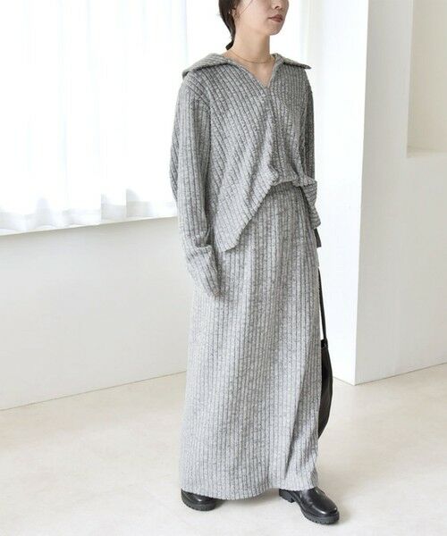 SHIPS / シップス ロング・マキシ丈ワンピース | quaranciel:〈手洗い可能〉リブニット ポロ プルオーバー  & スカート セットアップ | 詳細5