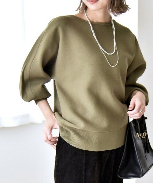 SHIPS / シップス ニット・セーター | quaranciel:〈手洗い可能〉ダブルフェイス ボートネック パフ ニット プルオーバー | 詳細17