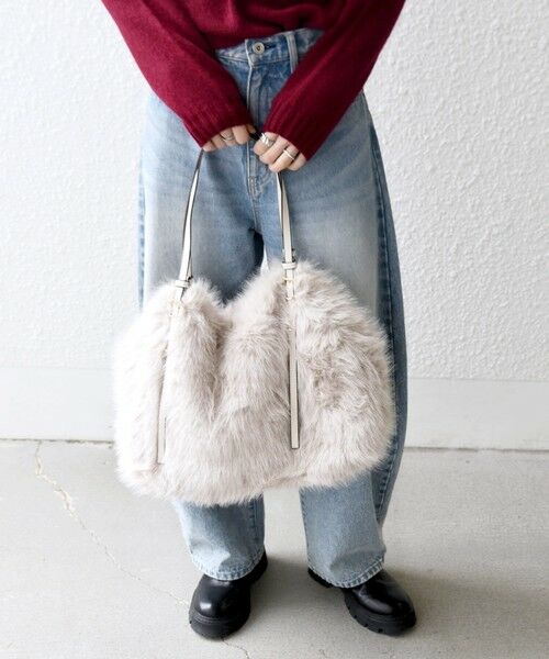 SHIPS / シップス トートバッグ | SHIPS any: A4 ベルト フェイクファー トート バッグ | 詳細12