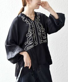 SHIPS / シップス シャツ・ブラウス | SHIPS any:〈洗濯機可能〉サテン 刺繍 スキッパー ペプラム ブラウス